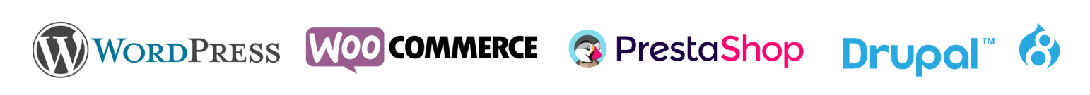 WordPress, WooCommerce, PrestaShop, Drupal